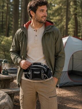 Coleman Black and Gray Belt Bag with Multiple Pockets